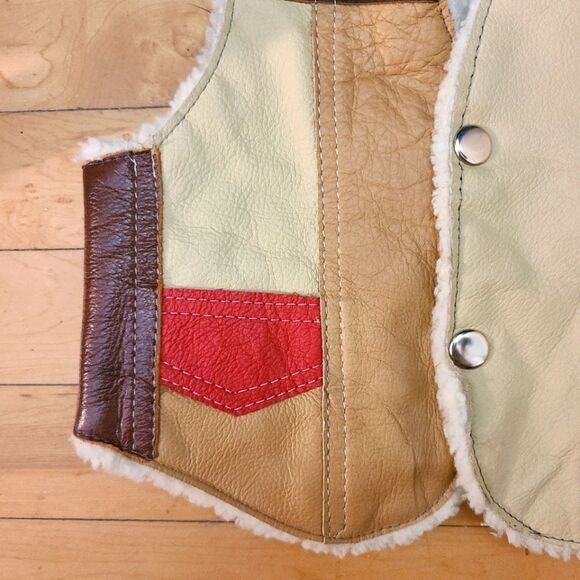 Toddler Patchwork Leather Sherpa Vest - Picture 2 of 6